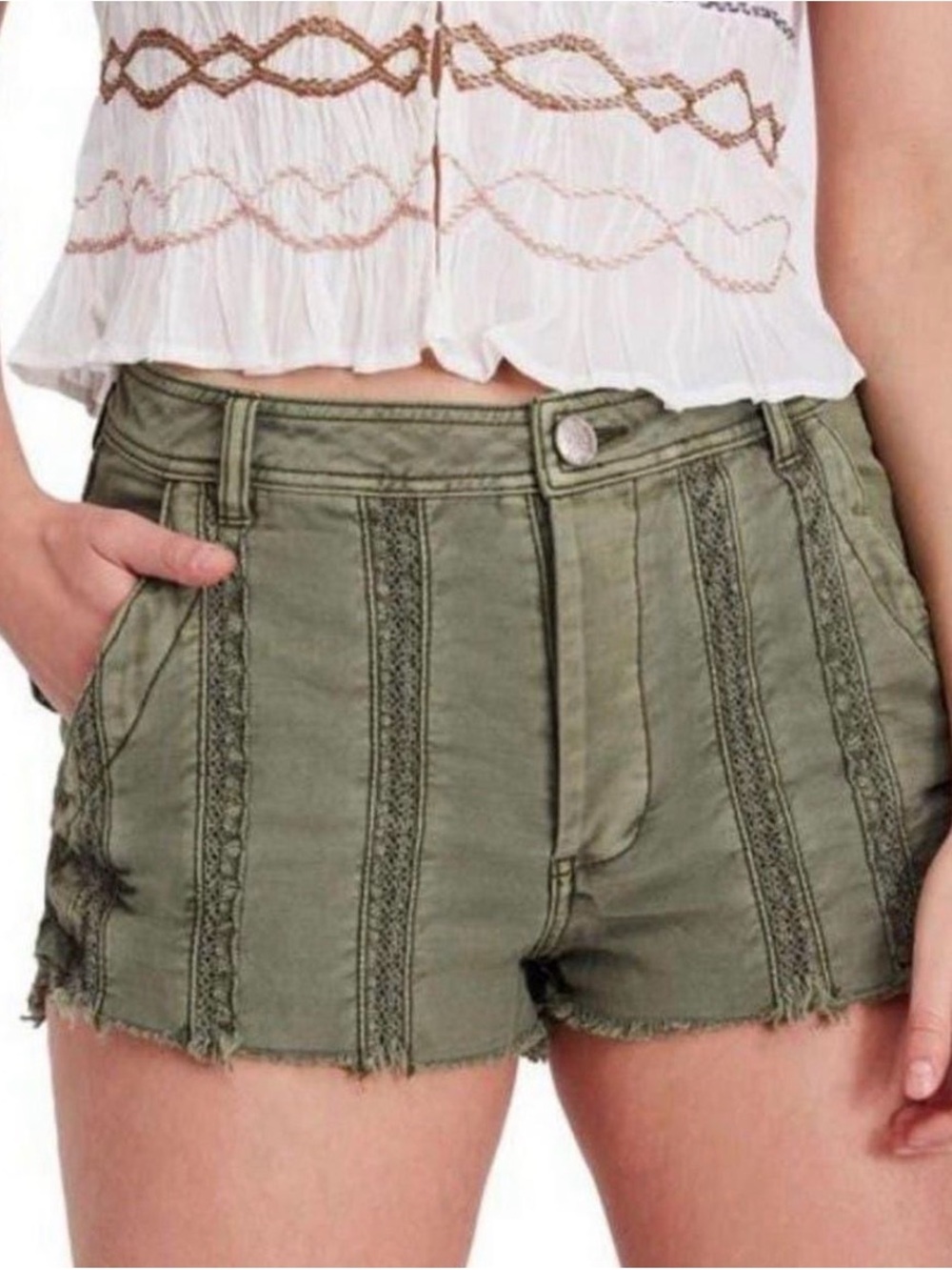 Free People Great Expectations Lace Cutoff Shorts